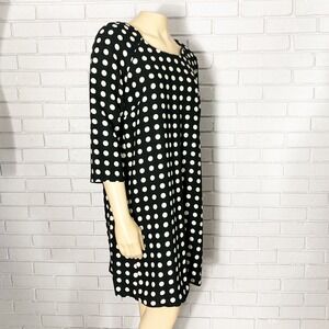 Lili Rose Womens Polka Dot Shift Dress Black White 3/4 Sleeve | Size 8